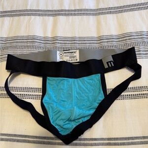 Mosmann Teal and Black Men's Jockstrap Brief